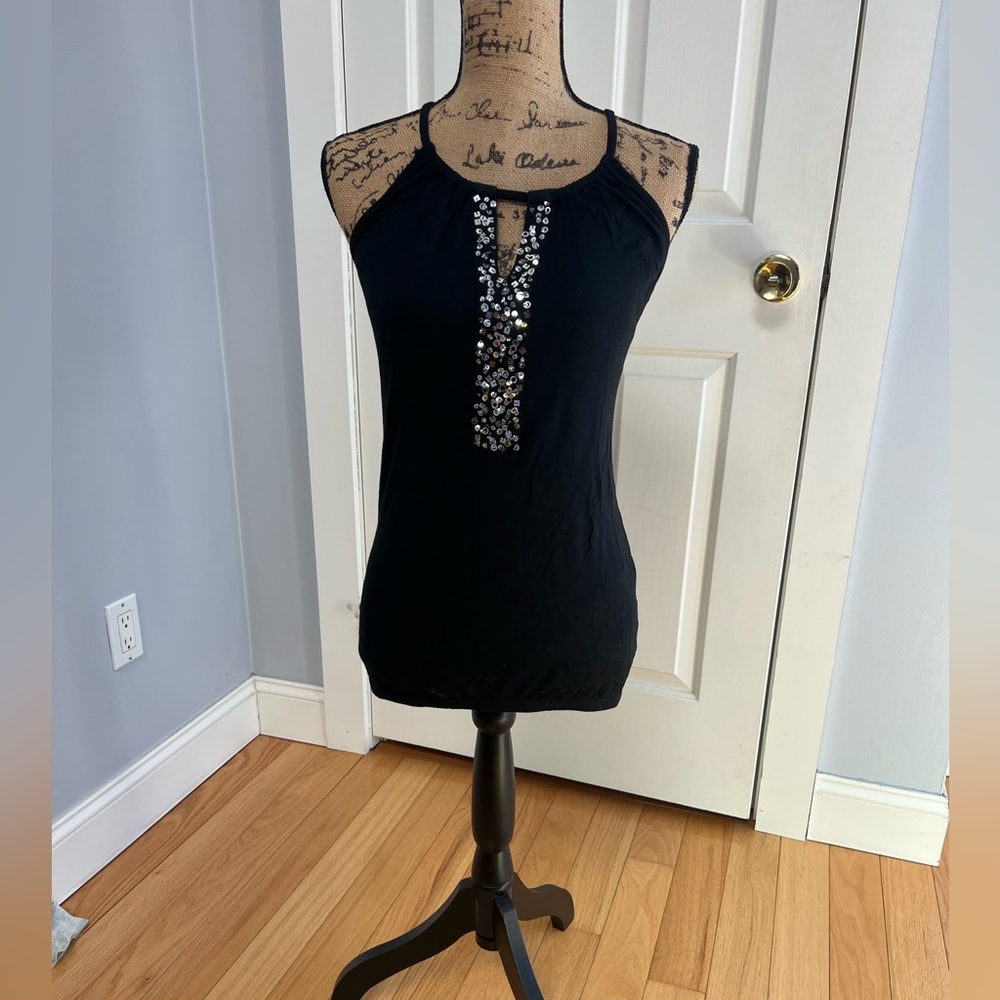 INC black sequin tank top size xs